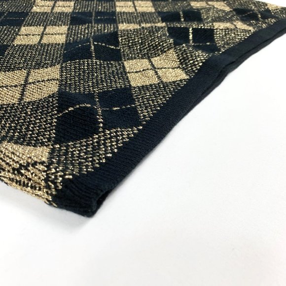 Vintage Holiday Time Christmas Sweater Gold Argyle - Picture 5 of 9